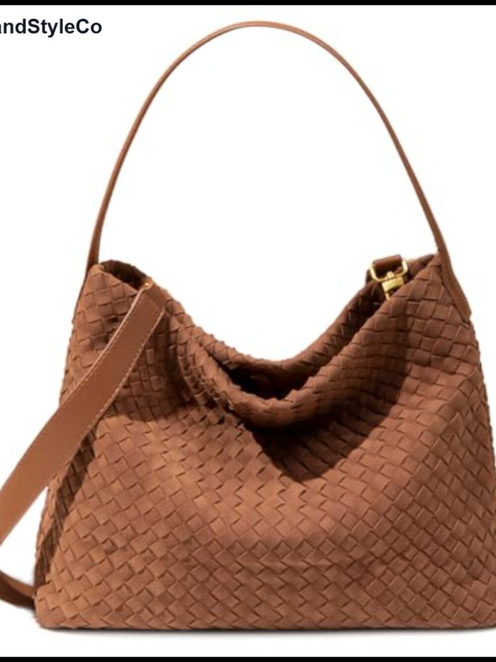Woven Hobo Bag Faux Suede Shoulder Purse Ladies Crossbody Tote Handbag